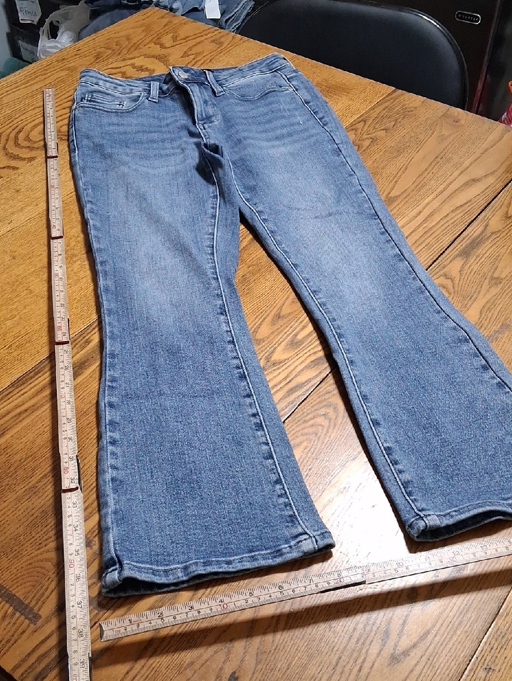 JUDY BLUE Jeans Women  5 / 27 FLARE BOOTCUT Denim CROPPED Preowned Work Used